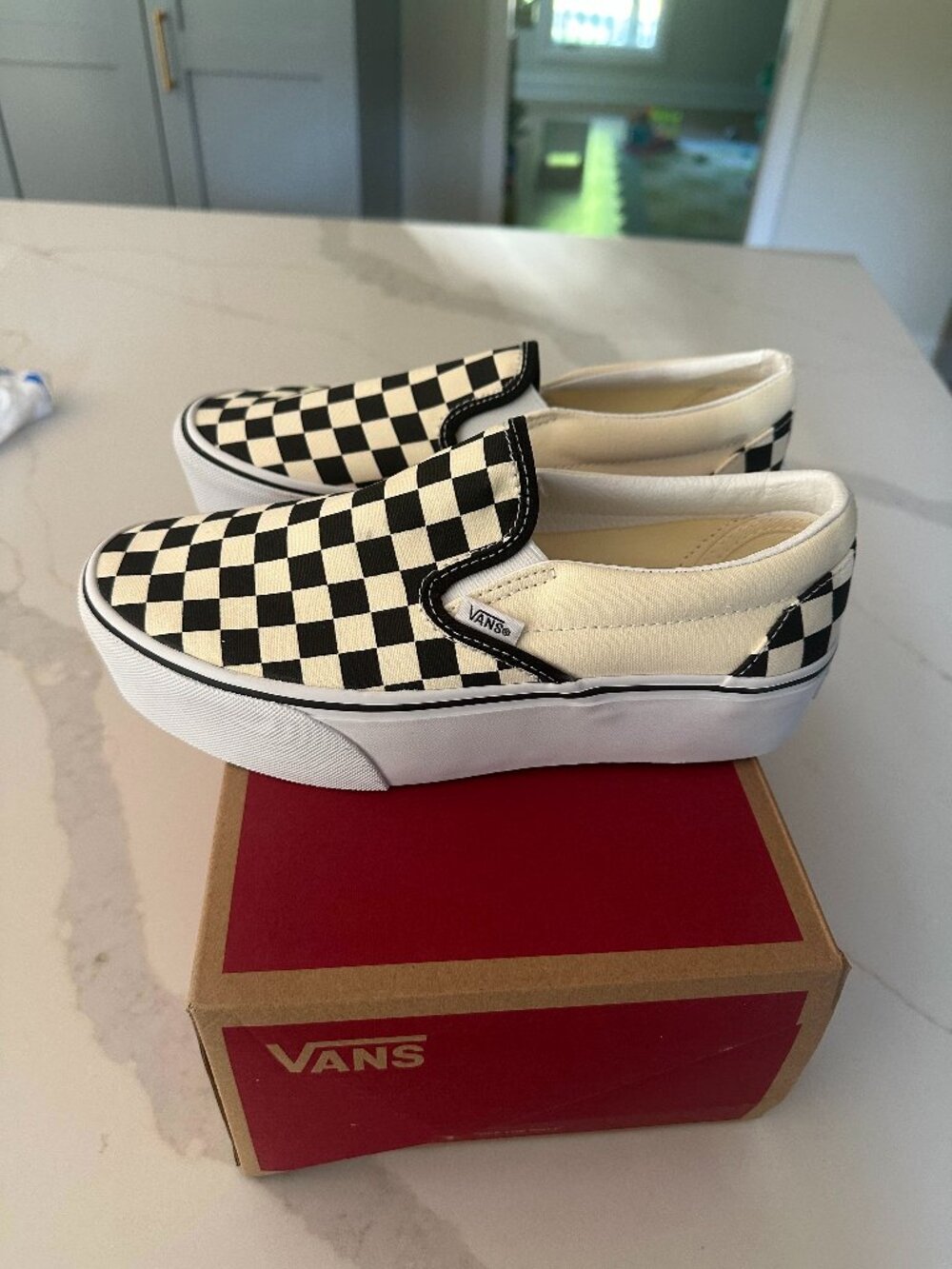 Vans Classic Slip-On Stackform Checkerboard Platform Shoes Men 6.5 Women 8 New